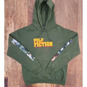 Pulp Fiction Hoodie Unisex S Olive Green Graphic Pullover 1994 Tarantino